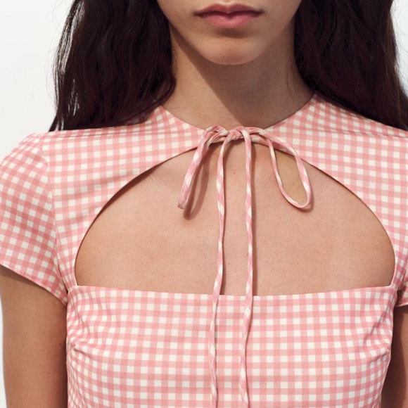 ZARA TIED GINGHAM DRESS - Picture 2 of 8